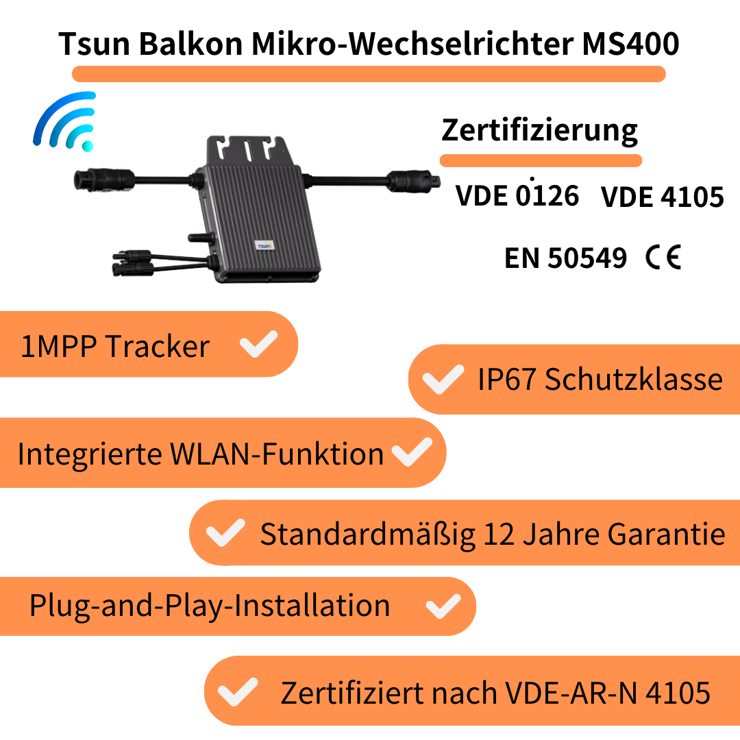 Balkonkraftwerk 435Wp/400W komplettset für Balkon