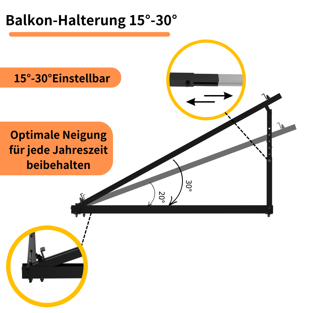 Balkonkraftwerk 400 watt komplettset mit flachdach halterung