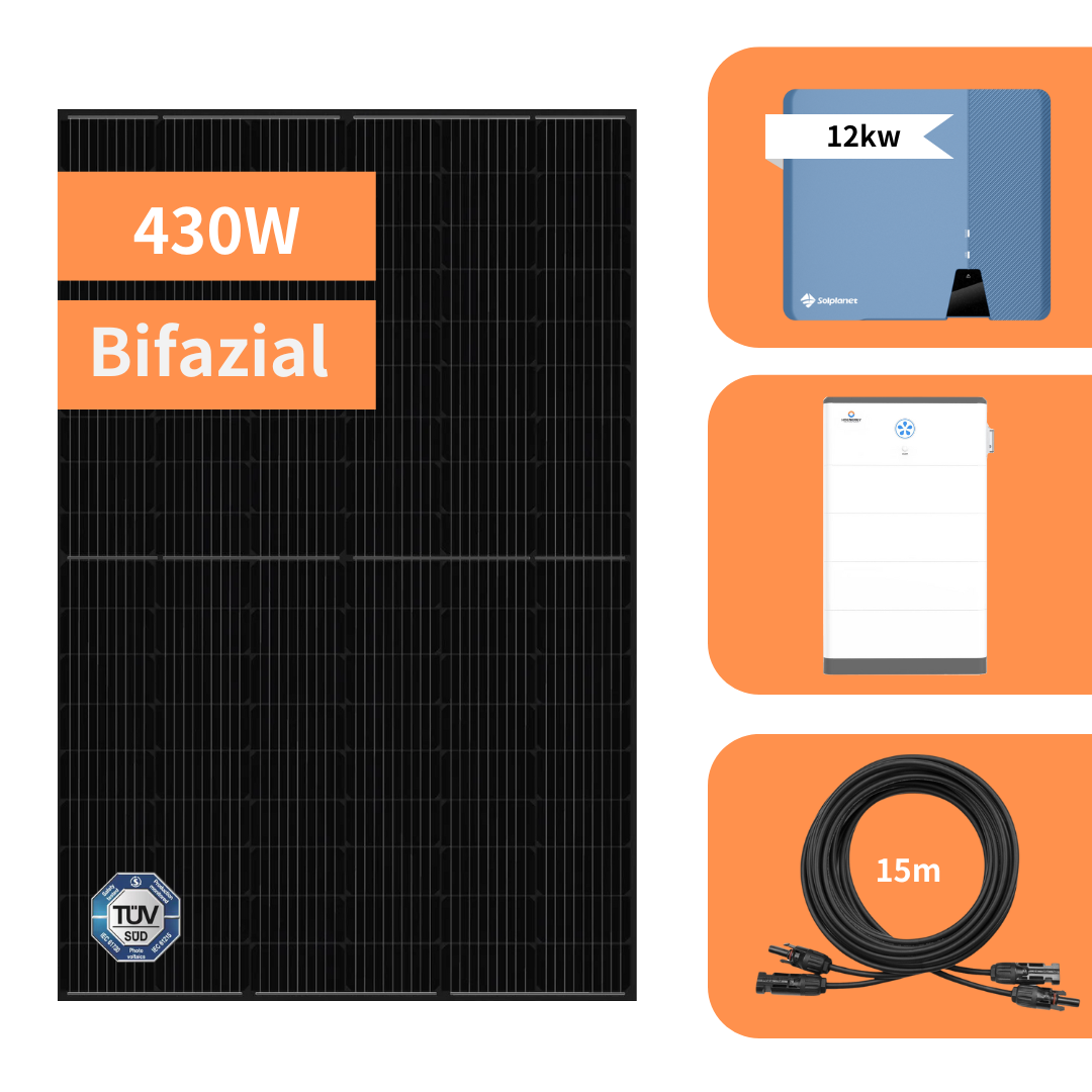 12040 Watt Solaranlage,Solplanet 12 KW Hybrid Wechselrichter, 430W JASolar 1 Hoenergy Speicher(2.56KWH)