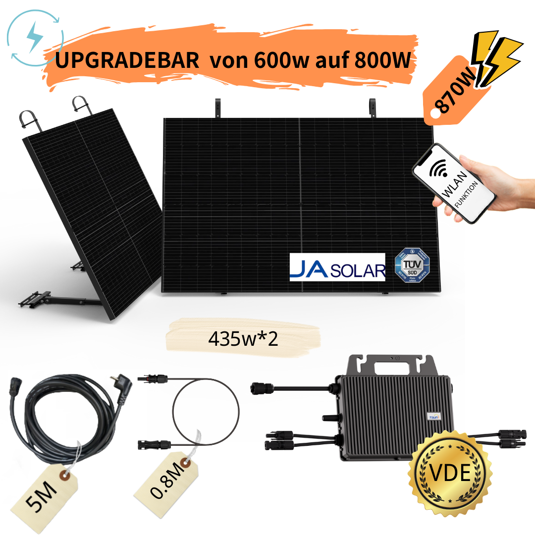 Balkonkraftwerk 870Wp/800W komplettset für Balkon