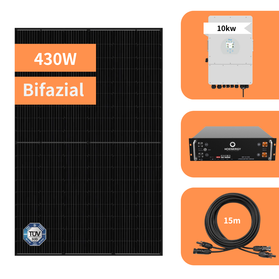 10200 Watt Solaranlage,Deye 10 KW Hybrid Wechselrichter, 425W JASolar  ,Hoenergy Speicher(5KWH)