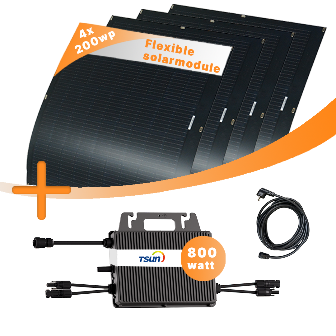 Balkonkraftwerk 850Wp/800W komplettset, flexible solarmodule 2.9kg