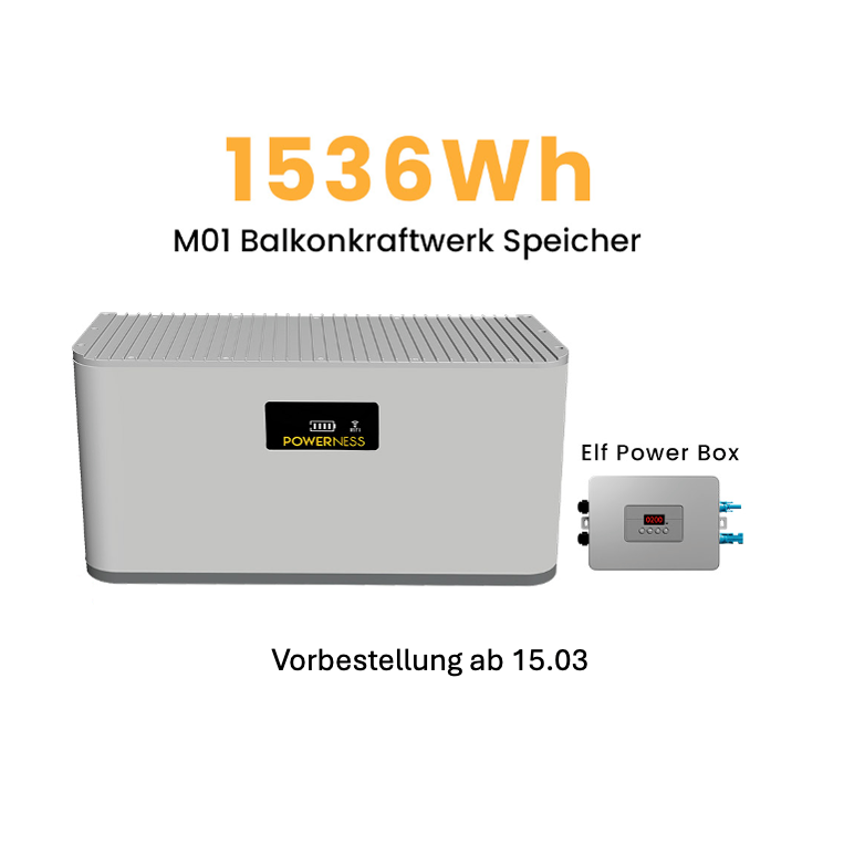 Powerness M01 Balkonkraftwerk Speicher, Kapazität von 1536Wh